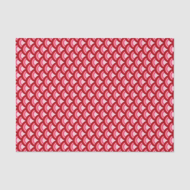 Art Deco-Wellenmuster - rot und fuchsia Seidenpapier (Vorderseite)