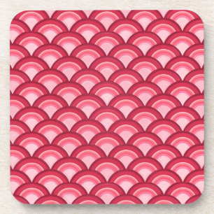 Art Deco-Wellenmuster - rot und fuchsia Untersetzer