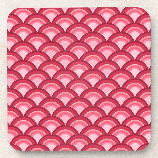 Art Deco-Wellenmuster - rot und fuchsia Untersetzer (Vorderseite)