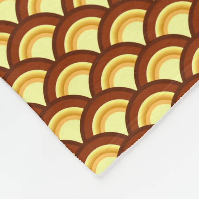 Art-Deco-Wellenmuster - Schokolade und Gelb Fleecedecke (Ecke)