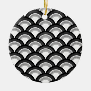 Art-Deco-Wellenmuster - Schwarzweiß Keramik Ornament