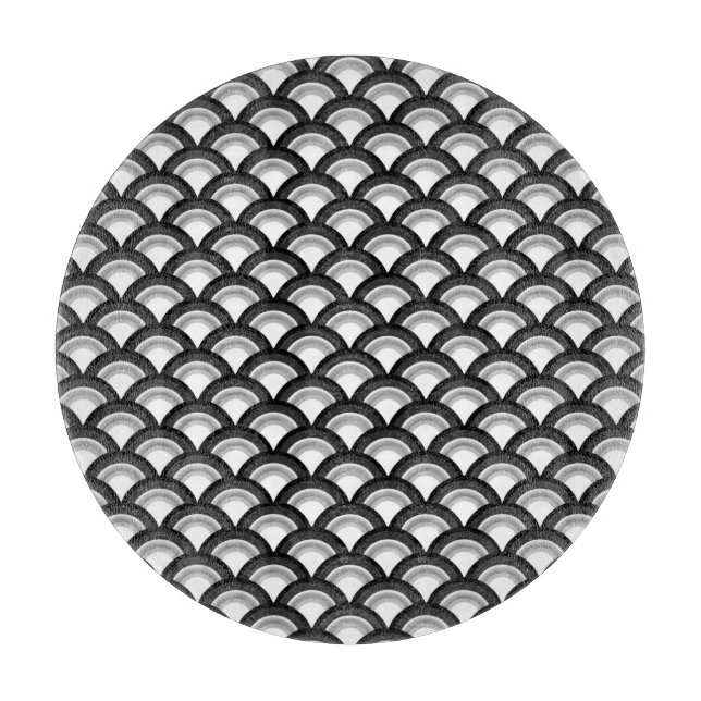 Art-Deco-Wellenmuster - Schwarzweiß Schneidebrett (Vorderseite)