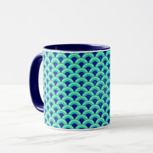 Art Deco Wellenmuster - Türkis und Kobalt Tasse