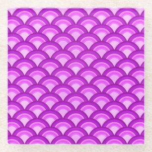 Art Deco-Wellenmuster - violett und orchid Glasuntersetzer