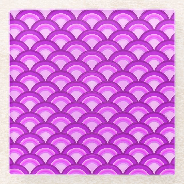 Art Deco-Wellenmuster - violett und orchid Glasuntersetzer (Vorderseite)