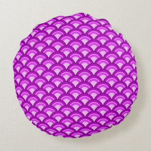 Art Deco-Wellenmuster - violett und orchid Rundes Kissen