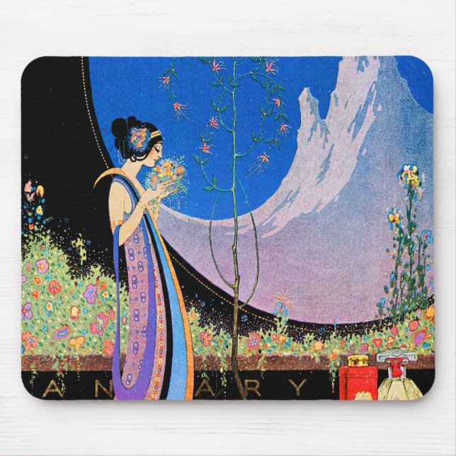 Art Deco-Werbekunst von Fred Parker Mousepad (Vorne)