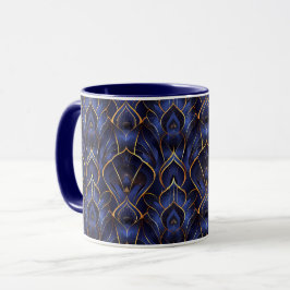 Art Deco Whimsical Vintag Blue Floral Muster Tasse
