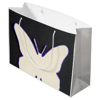 ART DECO WHITE BUTTERFLY SHOPPPING BAG GROßE GESCHENKTÜTE