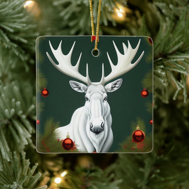 Art Deco White Christmas Keramikornament (Baum)