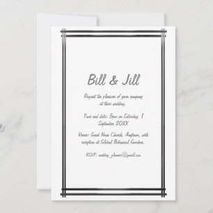 Art Déco White mit Black Border Wedding Einladung