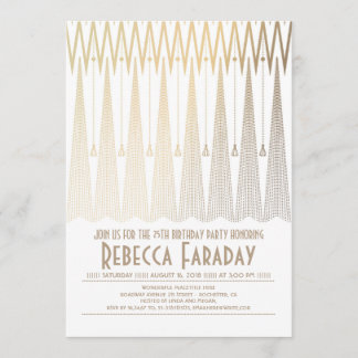 Art Deco White und Gold Gatsby Geburtstagsparty Einladung