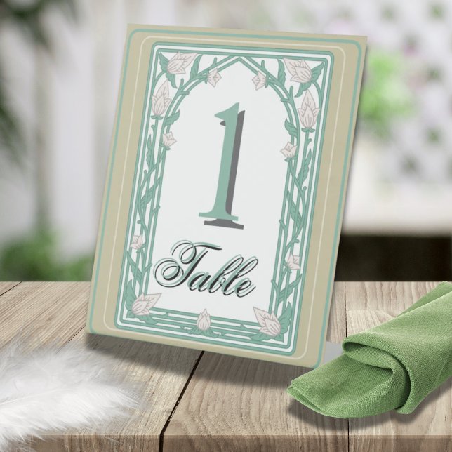 Art Deco William Morris Floral Green Wedding Sockelschild (Von Creator hochgeladen)