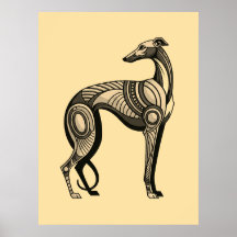 Art Deco Windhund in Vintage-Farbpalette