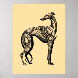Art Deco Windhund in Vintage-Farbpalette Poster