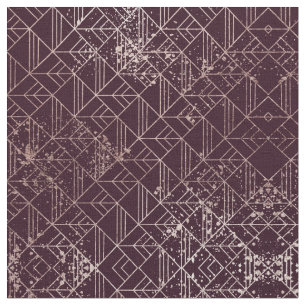 Art Deco Wine Red Gold Geometric Retro Muster Stoff