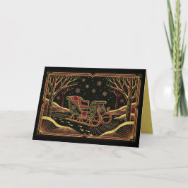 Art Deco Winter-Schlitten-Weihnachtskarte Feiertagskarte
