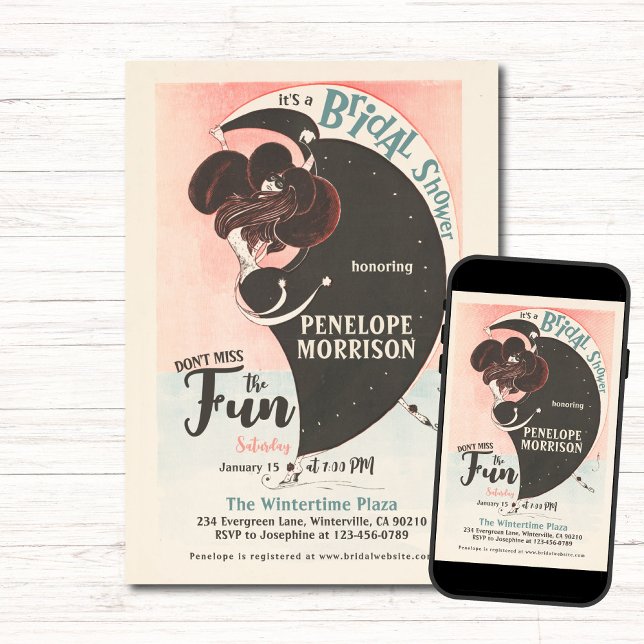 Art Deco Winter Woman Skaten Brautparty Einladung (Von Creator hochgeladen)