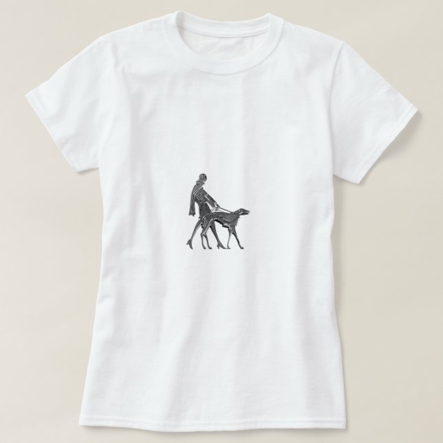 Art Deco Woman and Dog T-Shirt (Design vorne)