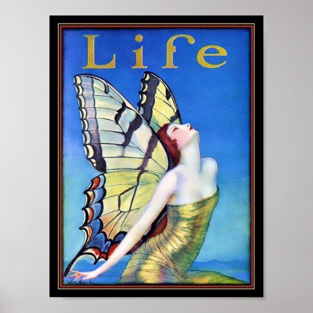 Art Deco Woman Butterfly Poster (Vorne)