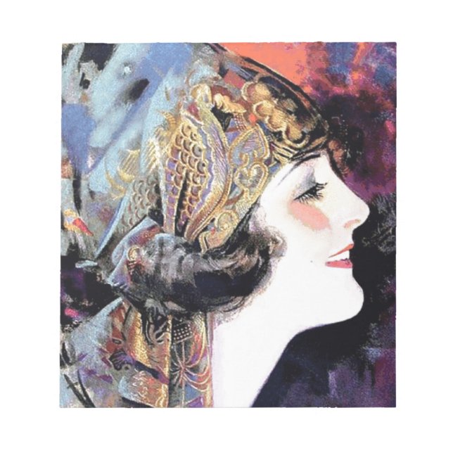 Art Deco Woman Notizblock (Vorderseite)