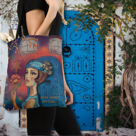 Art Deco Woman Orange Blue