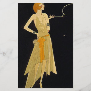 Art Deco Woman Rrauchen Zigarette