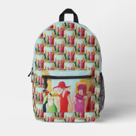 Art Deco Women Bedruckter Rucksack