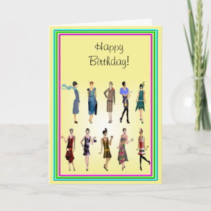 Art Deco Women High Fashion Happy Geburtstag Karte