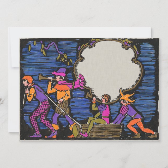 Art Deco Woodcut Weihnachten Loggers (Vorderseite)