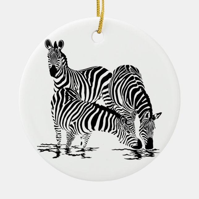 Art Deco Zebra Keramik Ornament (Vorne)