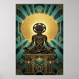 Art Deco Zen Film Meditation Gold & Türkis Poster