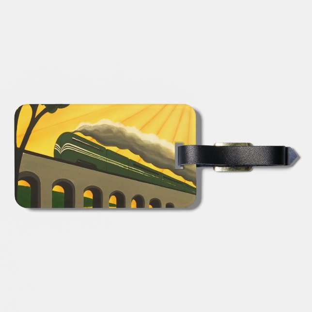 Art Deco Zug Gepäckanhänger (Rückseite horizontal)