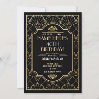 Art Deco zum Geburtstag Gatsby Party Gold der 1920 Einladung