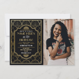 Art Deco zum Geburtstag Gatsby Party Gold der 1920 Einladung