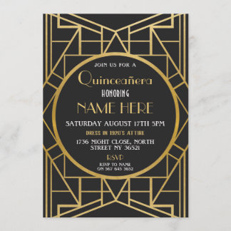 Art Deco zum Geburtstag Quinceanera Gatsby Party d Einladung