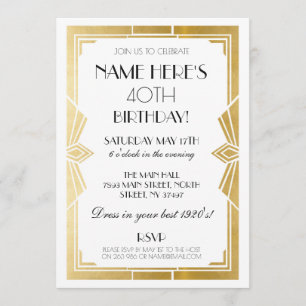 Art Deco zum Geburtstag von 1920 lädt Gatsby Party Einladung