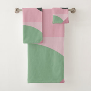 Art Deco Zusammensetzung Rosa und Grün #1 Badhandtuch Set