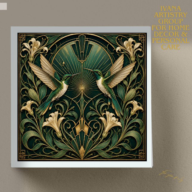 ART DECO ZWEI SMARAGD-KOLIBRIS KERAMIKFLIESE (Von Creator hochgeladen)
