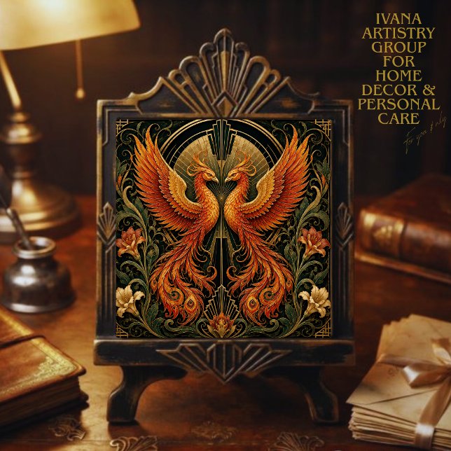 ART DECO ZWILLINGS-PHOENIX-KERAMIKFLIESE FLIESE (Von Creator hochgeladen)