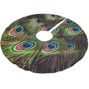 Art Deko aquamarine türkisgrüne Pfauenfeder Polyester Weihnachtsbaumdecke