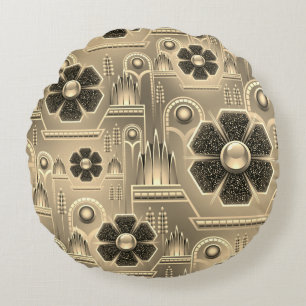 Art Deko Blume Muster Blumengeometrie Rundes Kissen