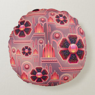 Art Deko Blume Muster Vintag florale geometrische Rundes Kissen