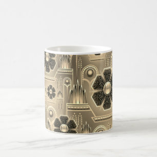 Art Deko Blume Muster Vintages Blumengold Kaffeetasse
