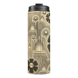 Art Deko Blumenmuster geometrisch Vintag Thermosbecher