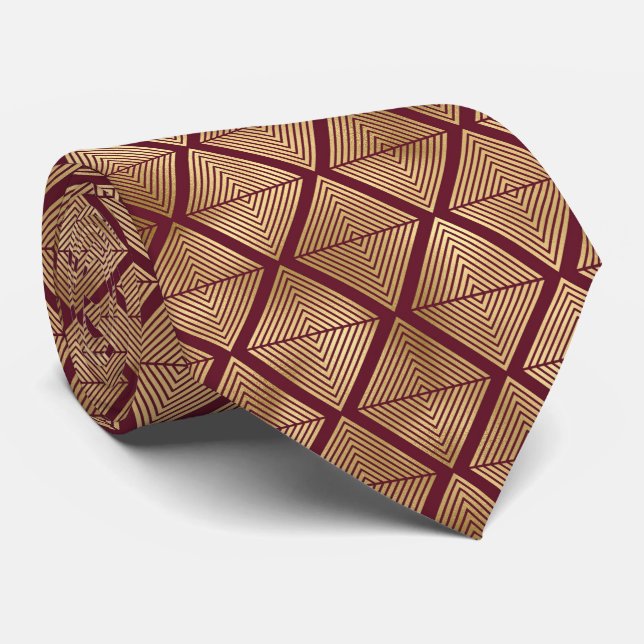 Art Deko Burgundy Krawatte (Gerollt)