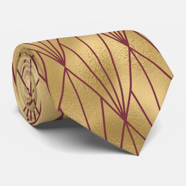 Art Deko Burgundy Krawatte (Gerollt)