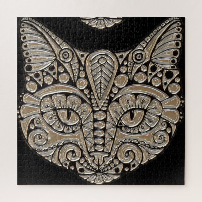 Art Deko Cat Black and Gold 676 Stück Puzzle (Vertikal)