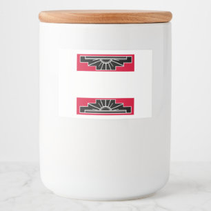 Art Deko-Element auf dem roten Lebensmitteletikett