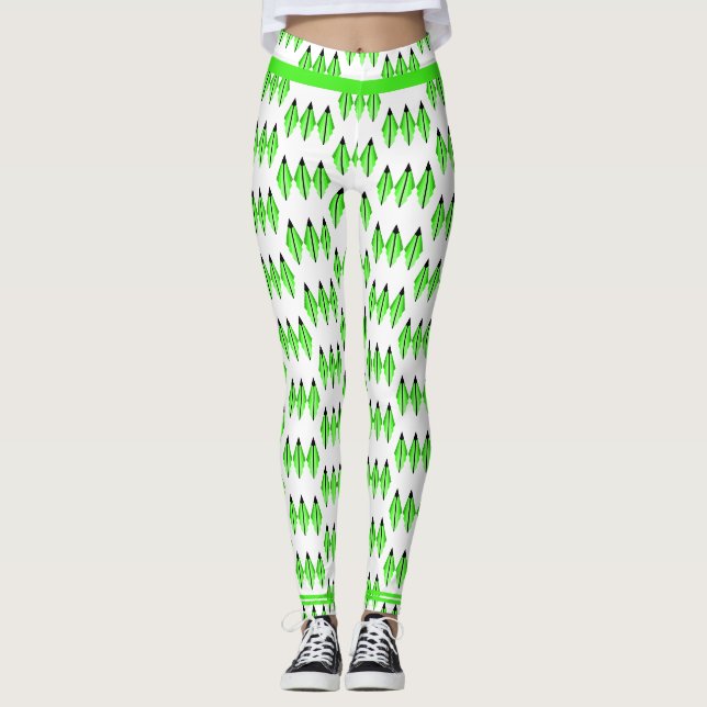 Art Deko Element in Kalkgrün Leggings (Vorderseite)